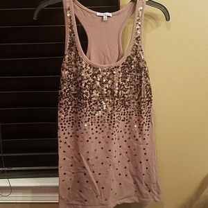 Gold sparkle brown tank top
